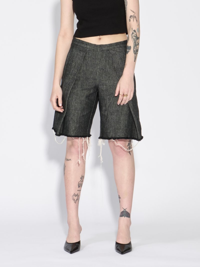 Denim wide leg shorts / ripped