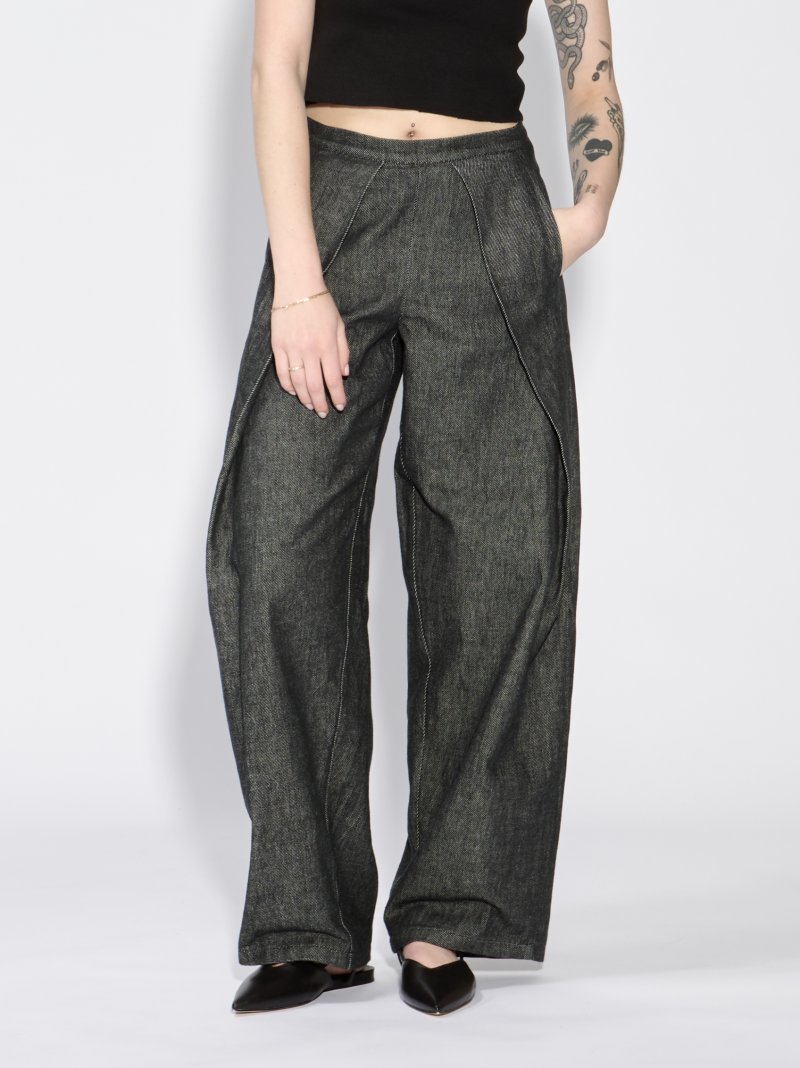 Wide leg denim trousers